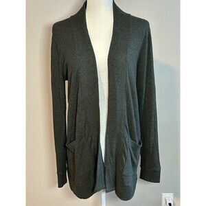 Papermoon Woman's Green Long Sleeve Open Knit Cardigan with Pockets Size Medium